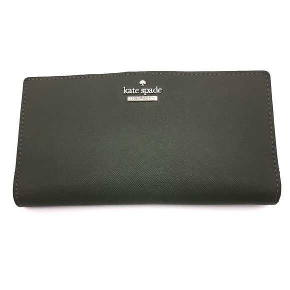 Kate Spade Olive Green & Gold Tone Leather Full Size Bifold Wallet - Picture 1 of 16